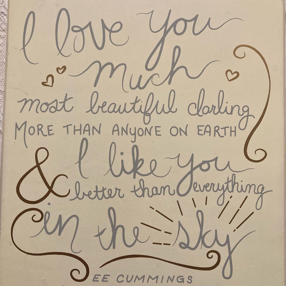 Beautiful script wooden wall hanging love.